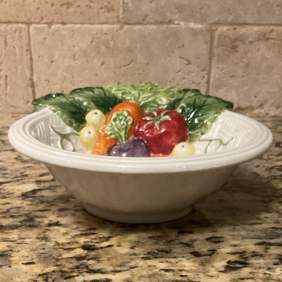 Fitz and Floyd Vegetable Garden Woven Basket 6" Serving Bowl 1995 Vintage - Picture 2 of 3